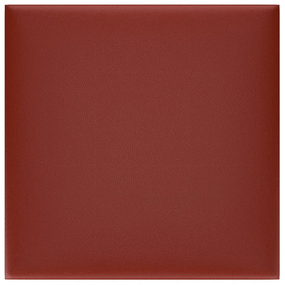 Painel parede 12 pcs 30x30cm couro art. 1,08 m² vermelho tinto