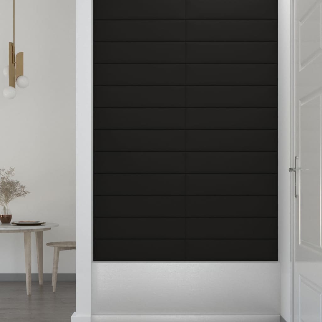 Painel de parede 12 pcs 60x15 cm tecido 1,08 m² preto