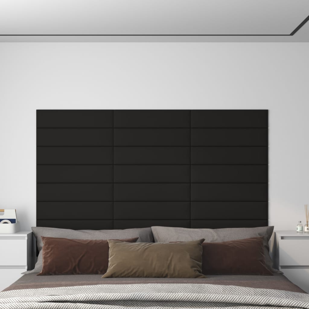 Painel de parede 12 pcs 60x15 cm tecido 1,08 m² preto