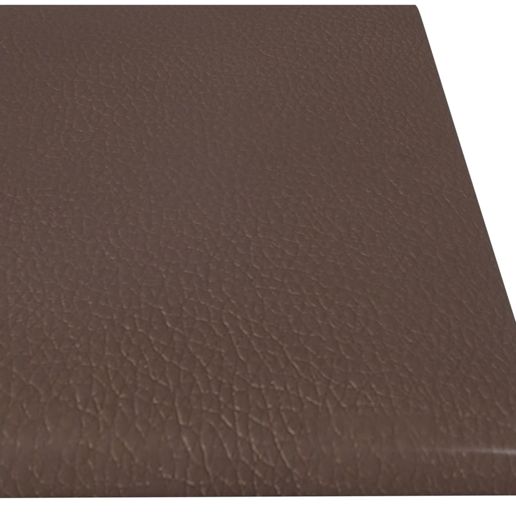 Painel parede 12pcs 60x15 cm couro artificial 1,08 m castanho