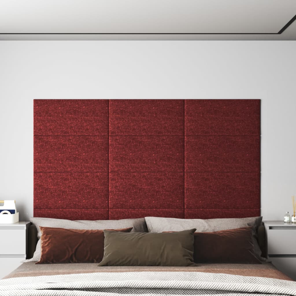 Painel parede 12 pcs 60x30 cm tecido 2,16 m² cor vermelho tinto