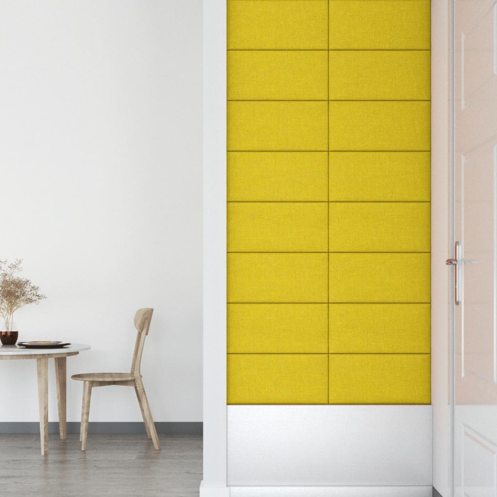 Painel de parede 12 pcs 60x30 cm tecido 2,16 m² amarelo-claro