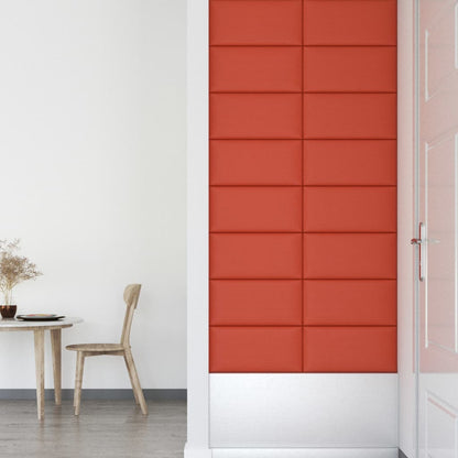 Painel parede 12 pcs 60x30 cm couro artificial 2,16 m² vermelho