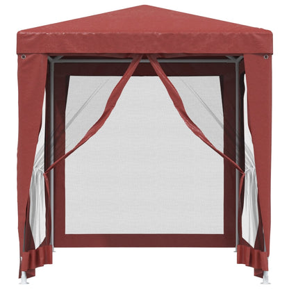 Tenda p/ festas c/ 4 paredes laterais rede 2x2 m PEAD vermelho