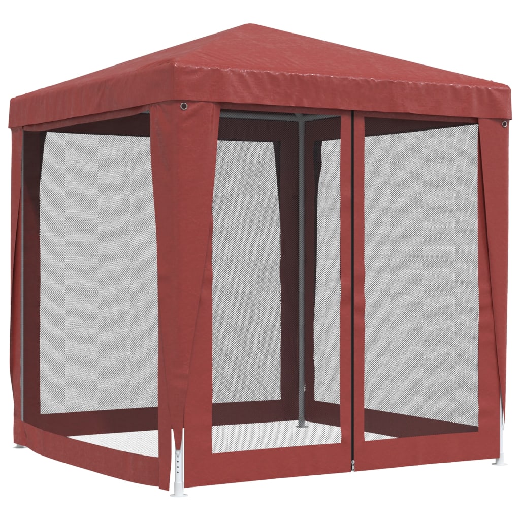 Tenda p/ festas c/ 4 paredes laterais rede 2x2 m PEAD vermelho