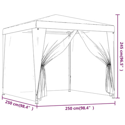 Tenda festas c/ 4 paredes laterais em rede 2,5x2,5 m PEAD azul