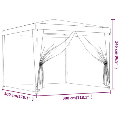 Tenda p/ festas c/ 4 paredes laterais em rede 3x3 m PEAD verde