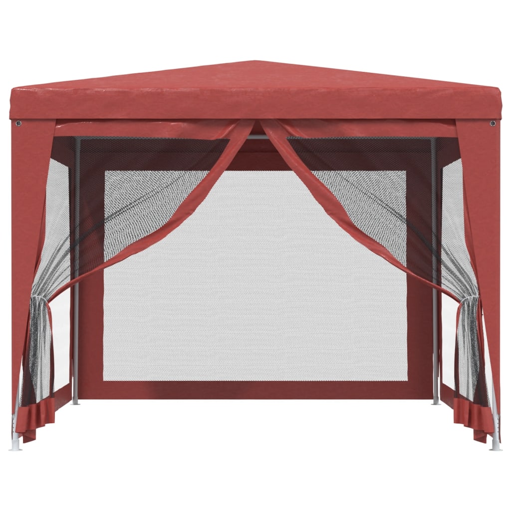 Tenda p/ festas c/ 4 paredes laterais rede 3x3 m PEAD vermelho