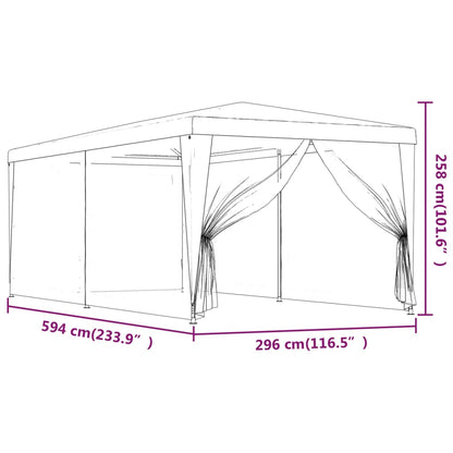 Tenda para festas c/ 6 paredes laterais em rede 3x6 m PEAD azul