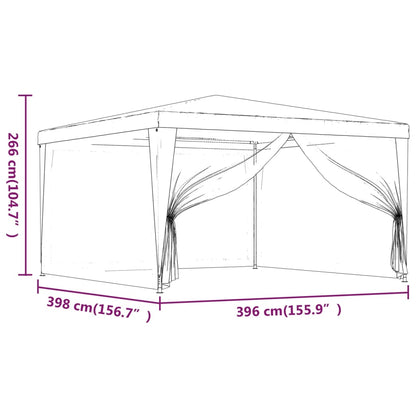 Tenda festas c/ 4 paredes laterais em rede 4x4 m PEAD antracite