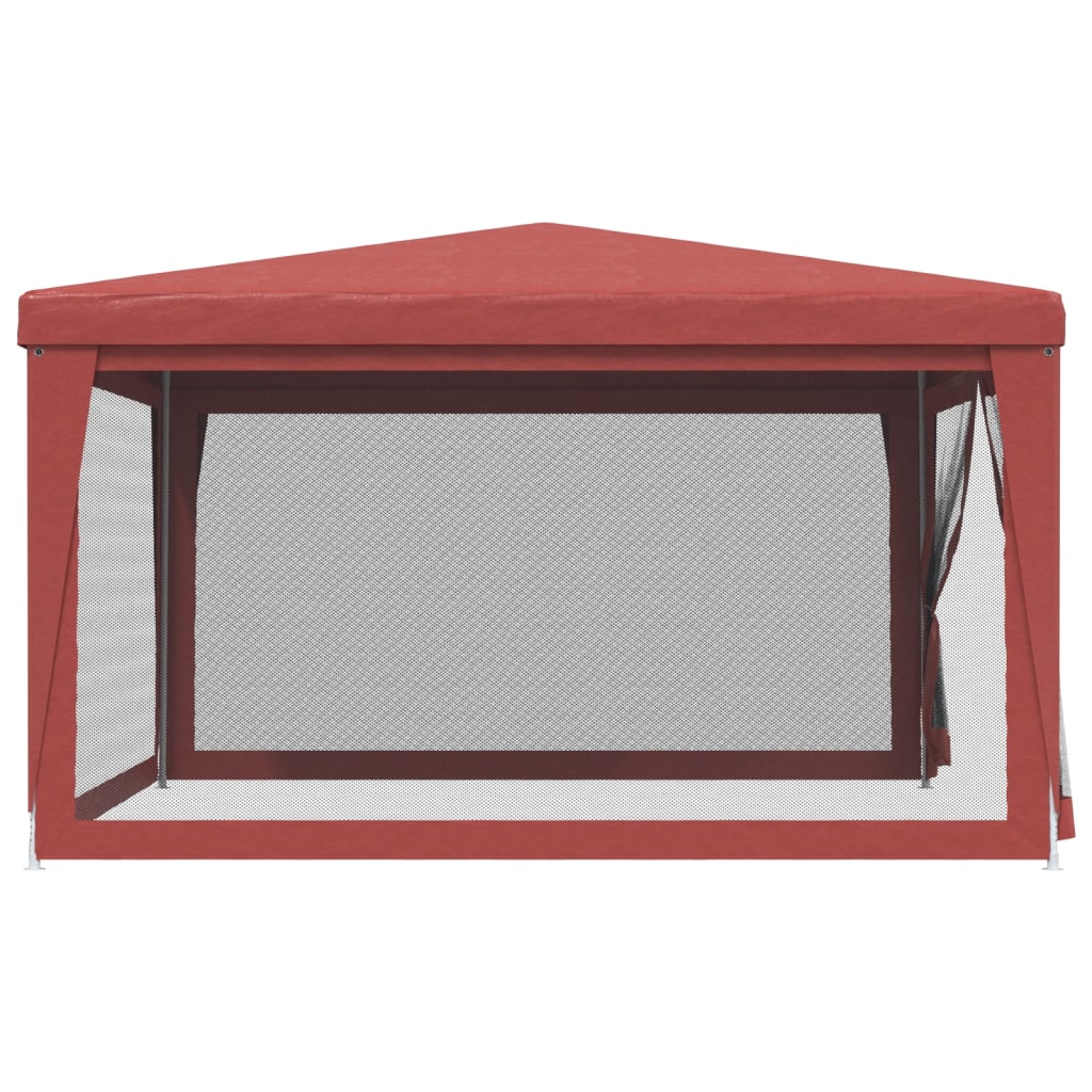 Tenda p/ festas c/ 4 paredes laterais rede 4x4 m PEAD vermelho