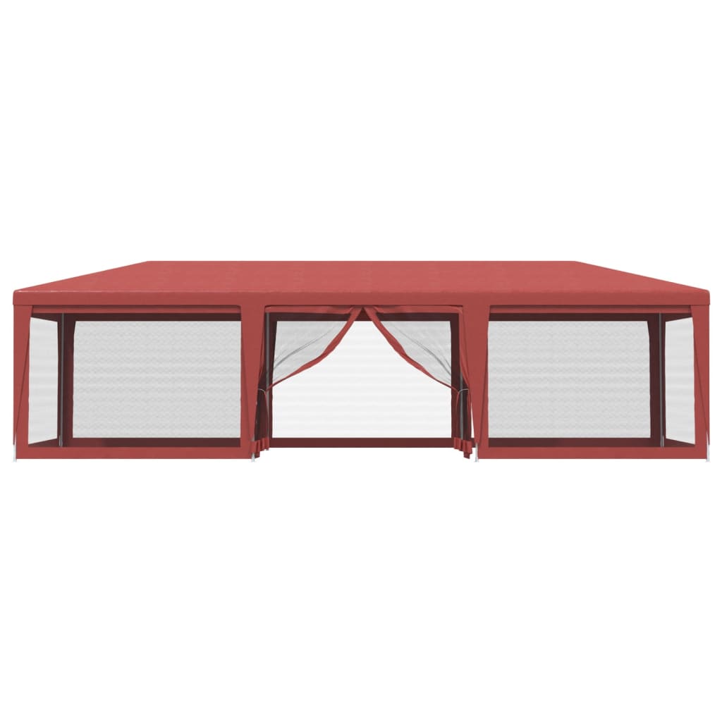 Tenda p/ festas c/ 8 paredes laterais rede 9x4 m PEAD vermelho