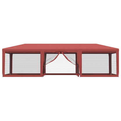 Tenda p/ festas c/ 8 paredes laterais rede 9x4 m PEAD vermelho