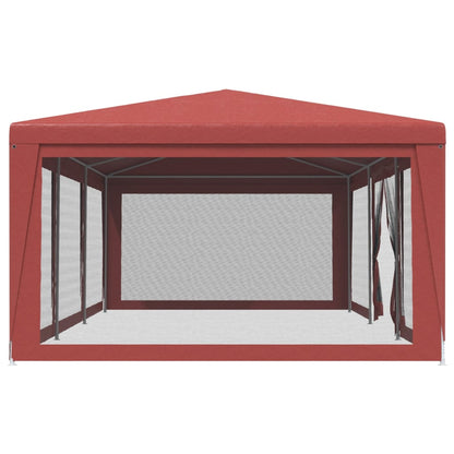 Tenda p/ festas c/ 8 paredes laterais rede 9x4 m PEAD vermelho