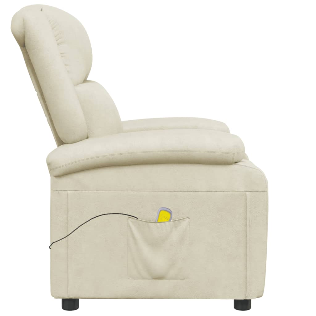 Poltrona Andorra com 6 Pontos de Massagens e Reclinação Manual em Couro Artificial - Creme - Design Moderno