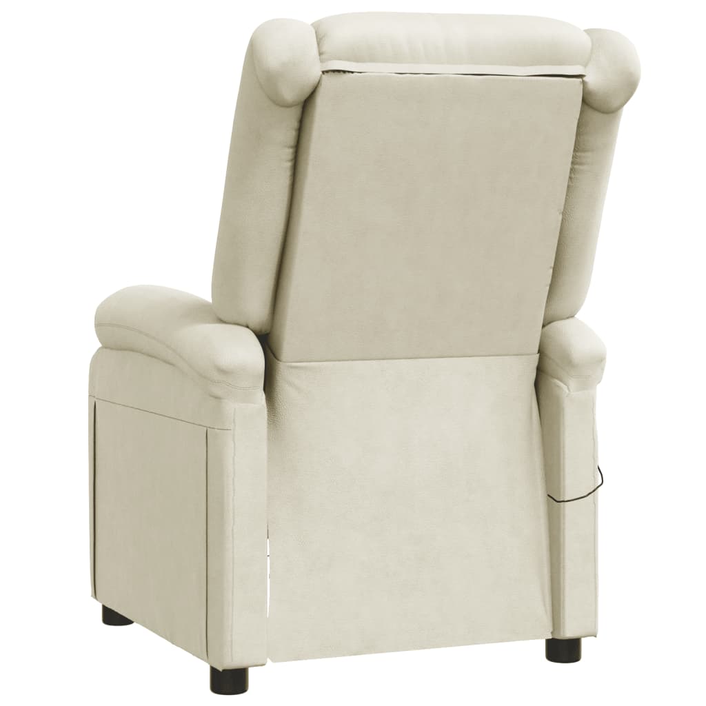 Poltrona Andorra com 6 Pontos de Massagens e Reclinação Manual em Couro Artificial - Creme - Design Moderno