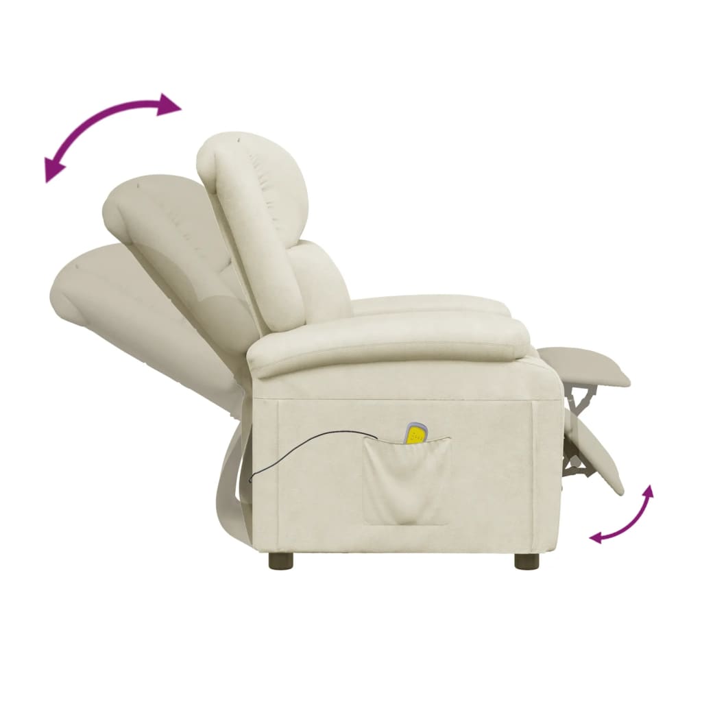 Poltrona Andorra com 6 Pontos de Massagens e Reclinação Manual em Couro Artificial - Creme - Design Moderno