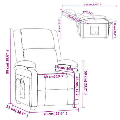 Poltrona Andorra com 6 Pontos de Massagens e Reclinação Manual em Couro Artificial - Creme - Design Moderno