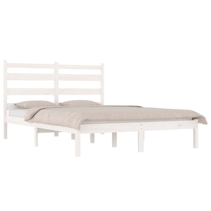 Estrutura de cama pequena casal 120x190 cm pinho maciço branco