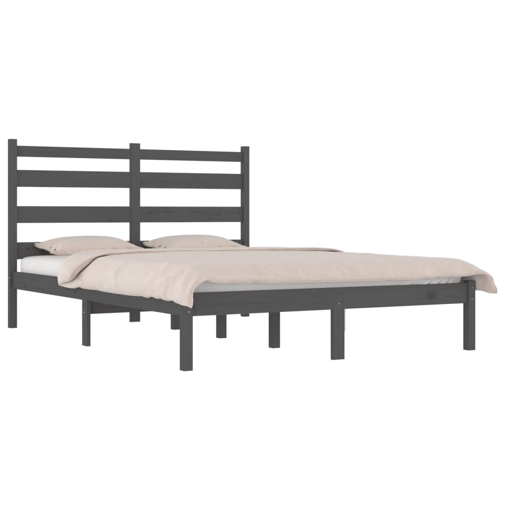 Estrutura de cama pequena casal 120x190 cm pinho maciço cinza