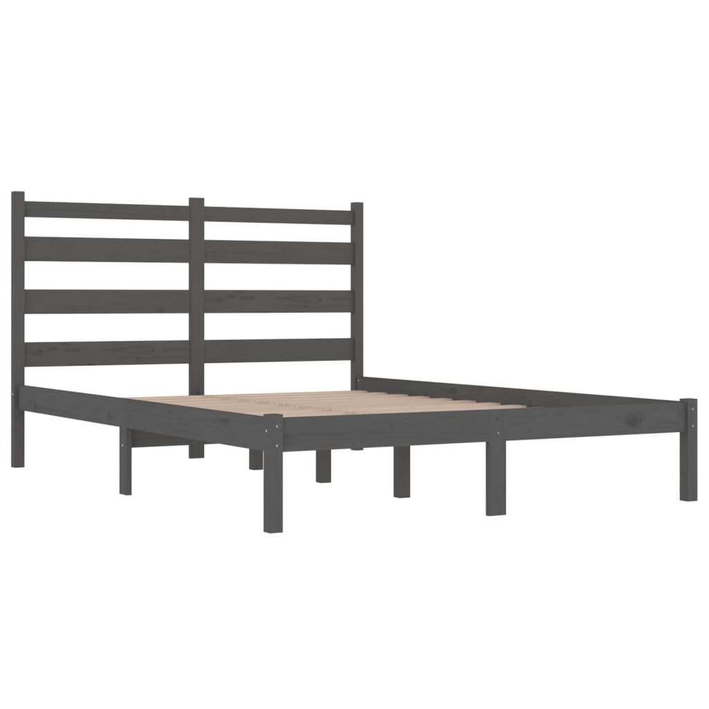 Estrutura de cama pequena casal 120x190 cm pinho maciço cinza