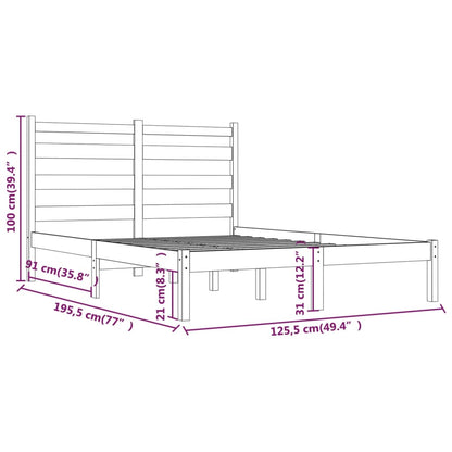 Estrutura de cama pequena casal 120x190 cm pinho maciço cinza