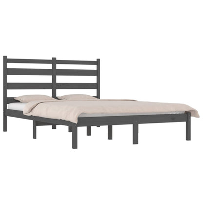 Estrutura de cama casal 135x190 cm pinho maciço cinza