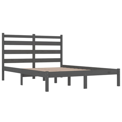 Estrutura de cama casal 135x190 cm pinho maciço cinza