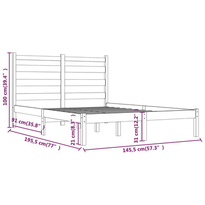 Estrutura de cama 140x190 cm pinho maciço