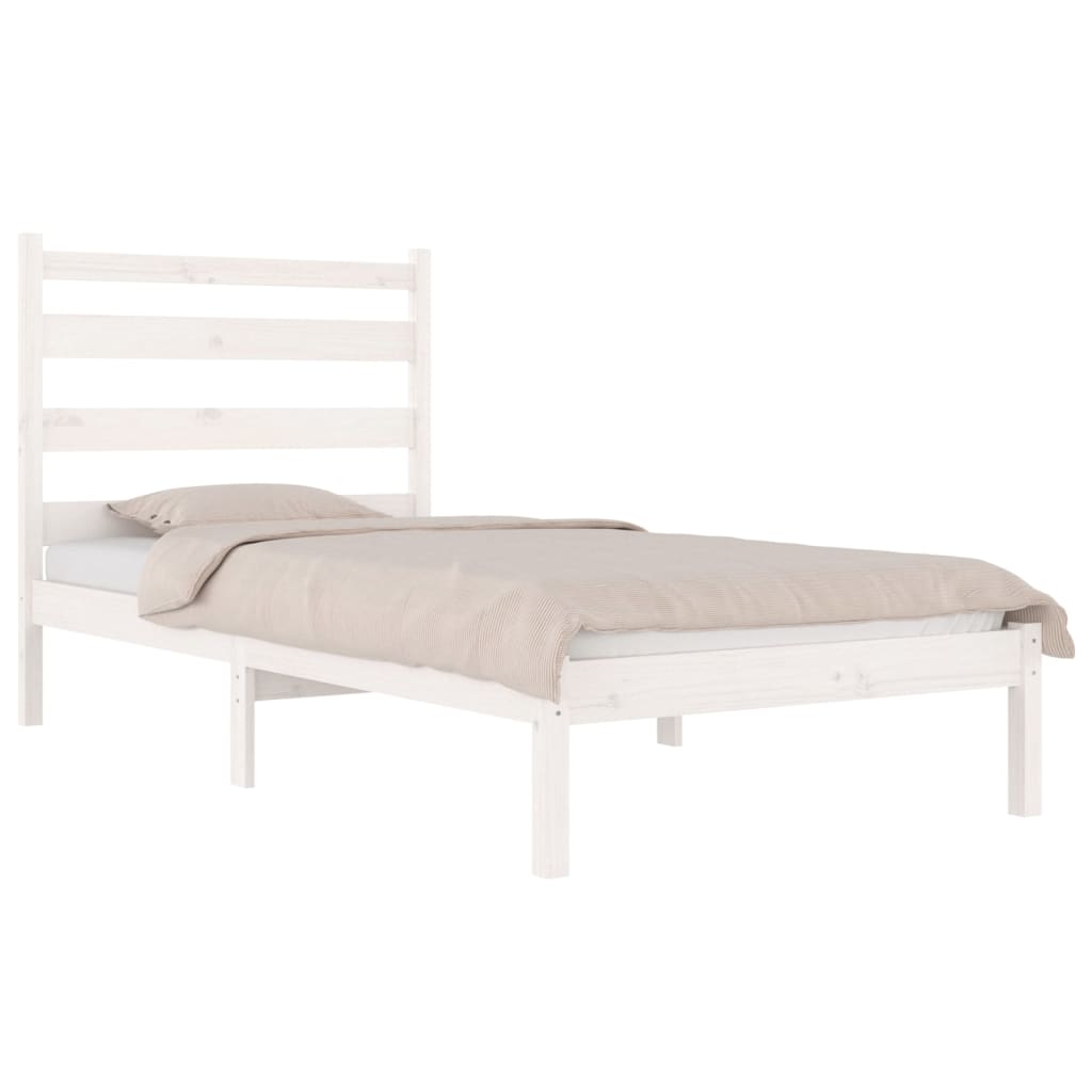 Estrutura de cama 100x200 cm pinho maciço branco