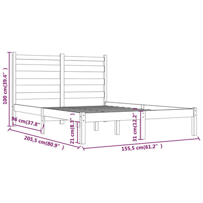 Estrutura de cama king 150x200 cm pinho maciço cinzento