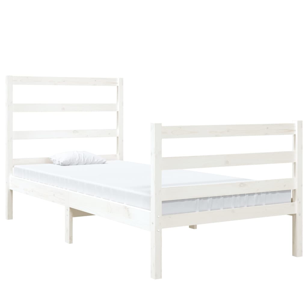 Estrutura de cama solteiro 90x190 cm pinho maciço branco