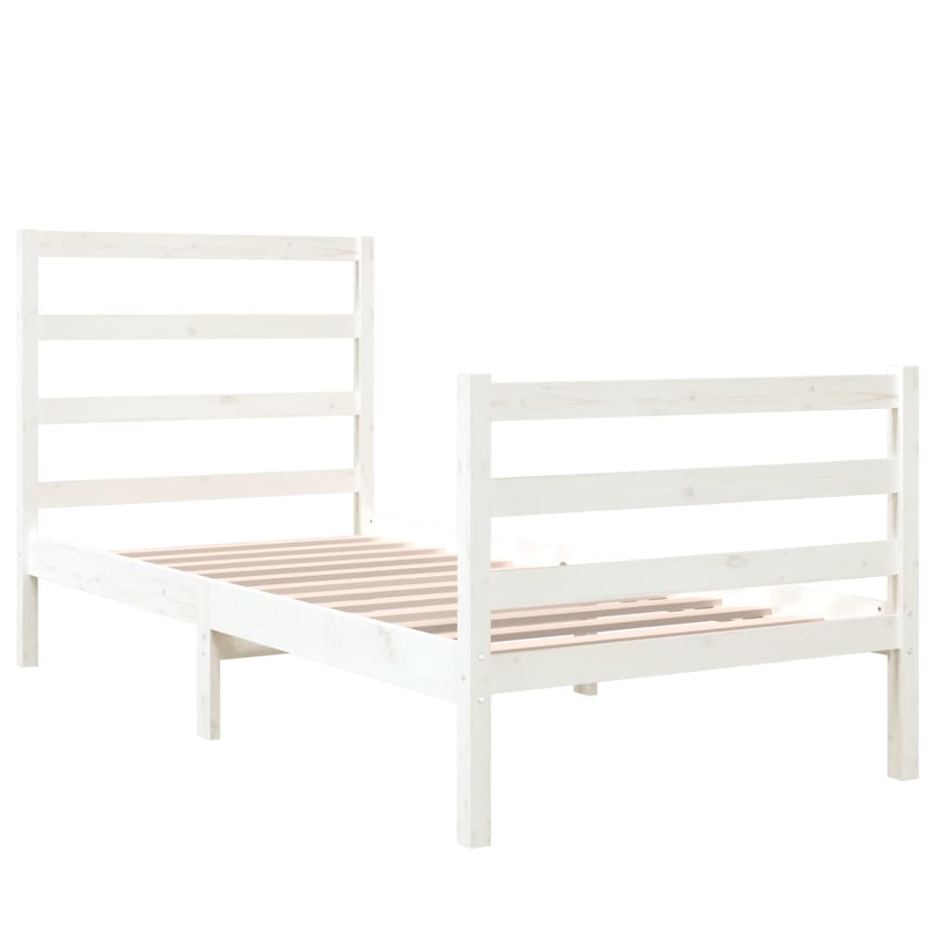 Estrutura de cama solteiro 90x190 cm pinho maciço branco