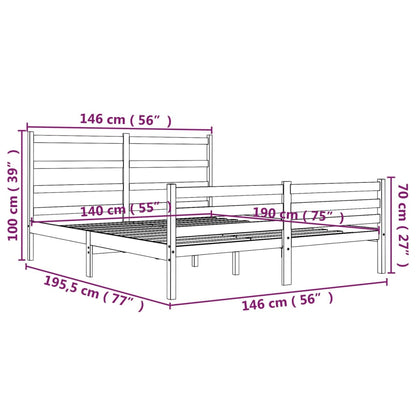 Estrutura de cama 140x190 cm pinho maciço