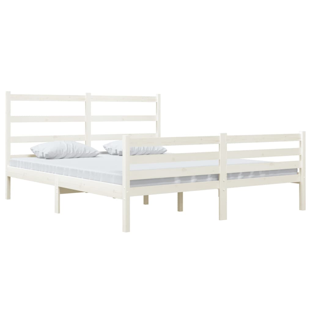 Estrutura de cama 140x190 cm pinho maciço branco