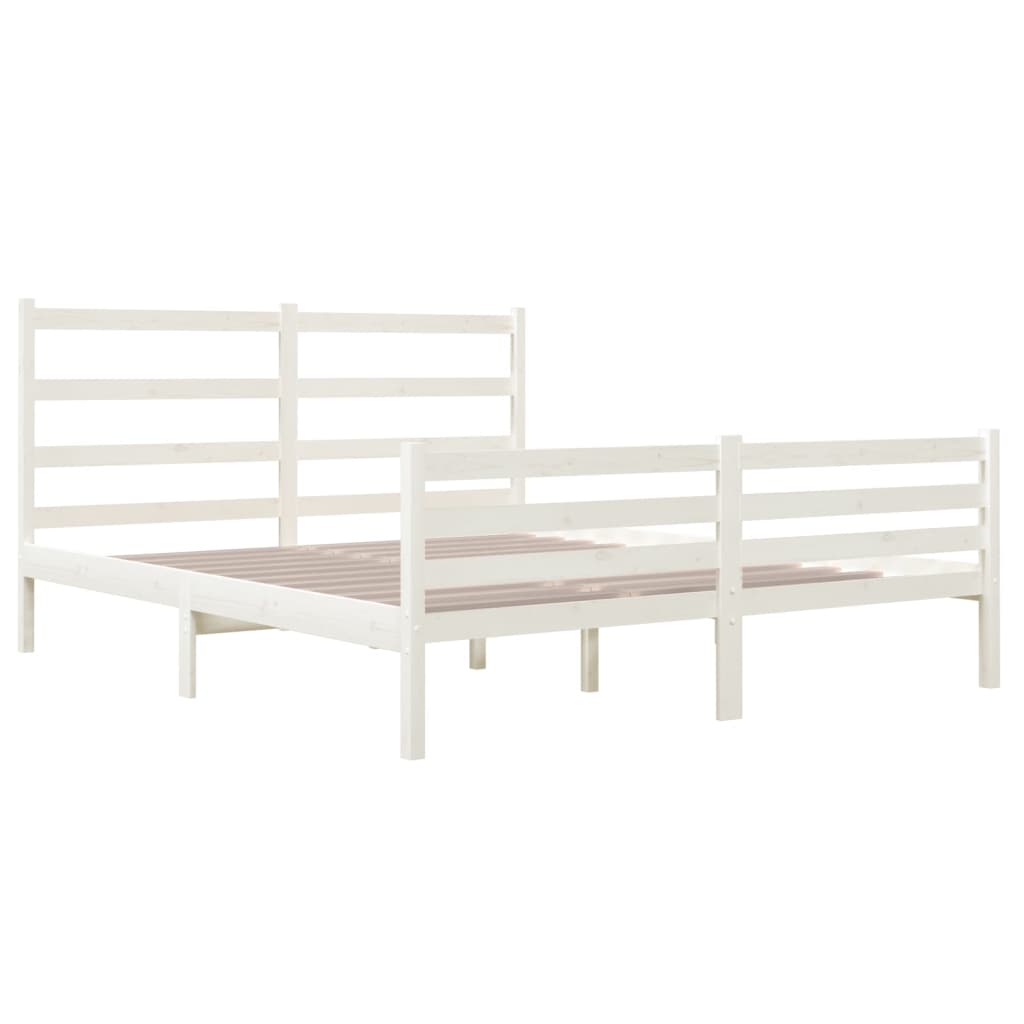 Estrutura de cama 140x190 cm pinho maciço branco