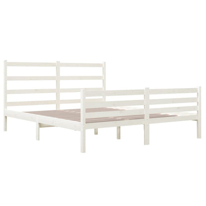 Estrutura de cama 140x190 cm pinho maciço branco