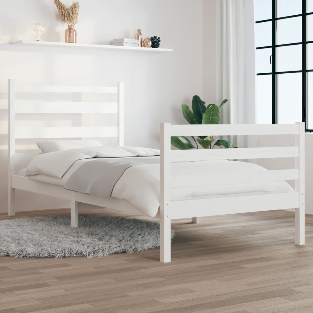 Estrutura de cama 90x200 cm pinho maciço branco