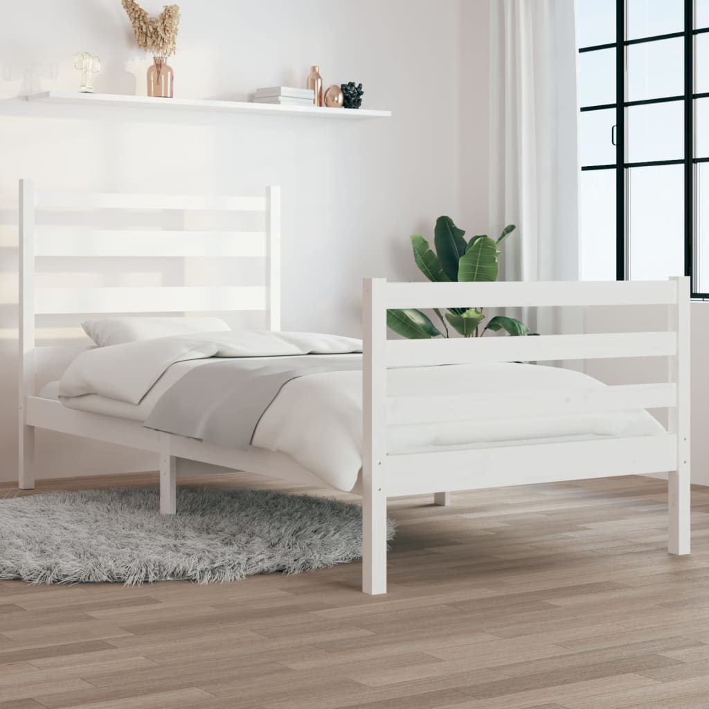 Estrutura de cama 100x200 cm pinho maciço branco