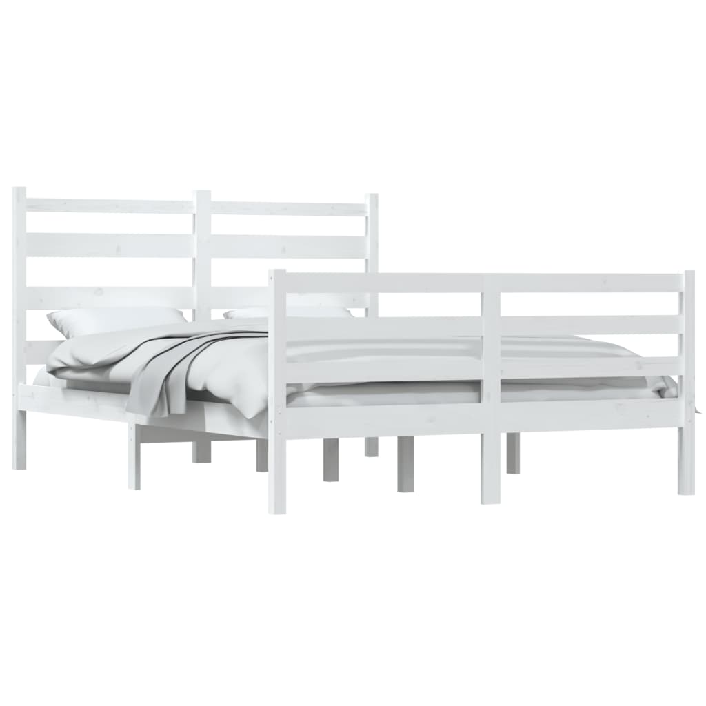 Estrutura de cama 160x200 cm pinho maciço branco