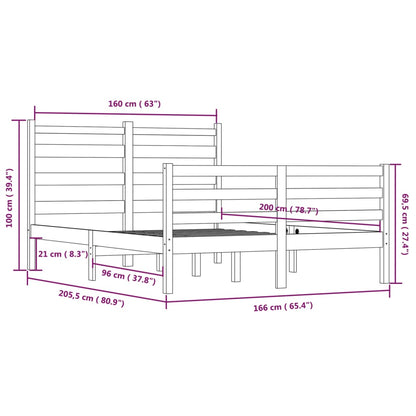 Estrutura de cama 160x200 cm pinho maciço branco