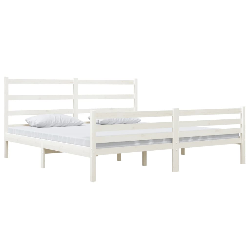 Estrutura de cama super king 180x200 cm pinho maciço branco