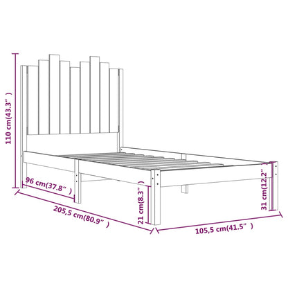 Estrutura de cama 100x200 cm pinho maciço branco