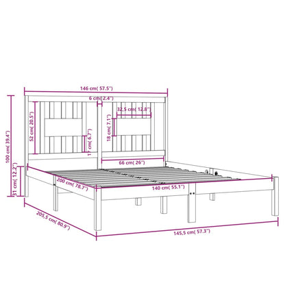 Estrutura de cama 140x200 cm pinho maciço castanho-mel