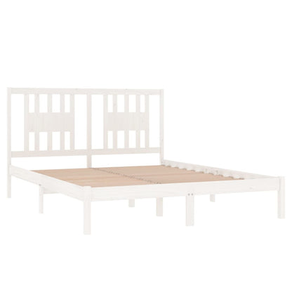 Estrutura de cama king 150x200 cm madeira maciça branco