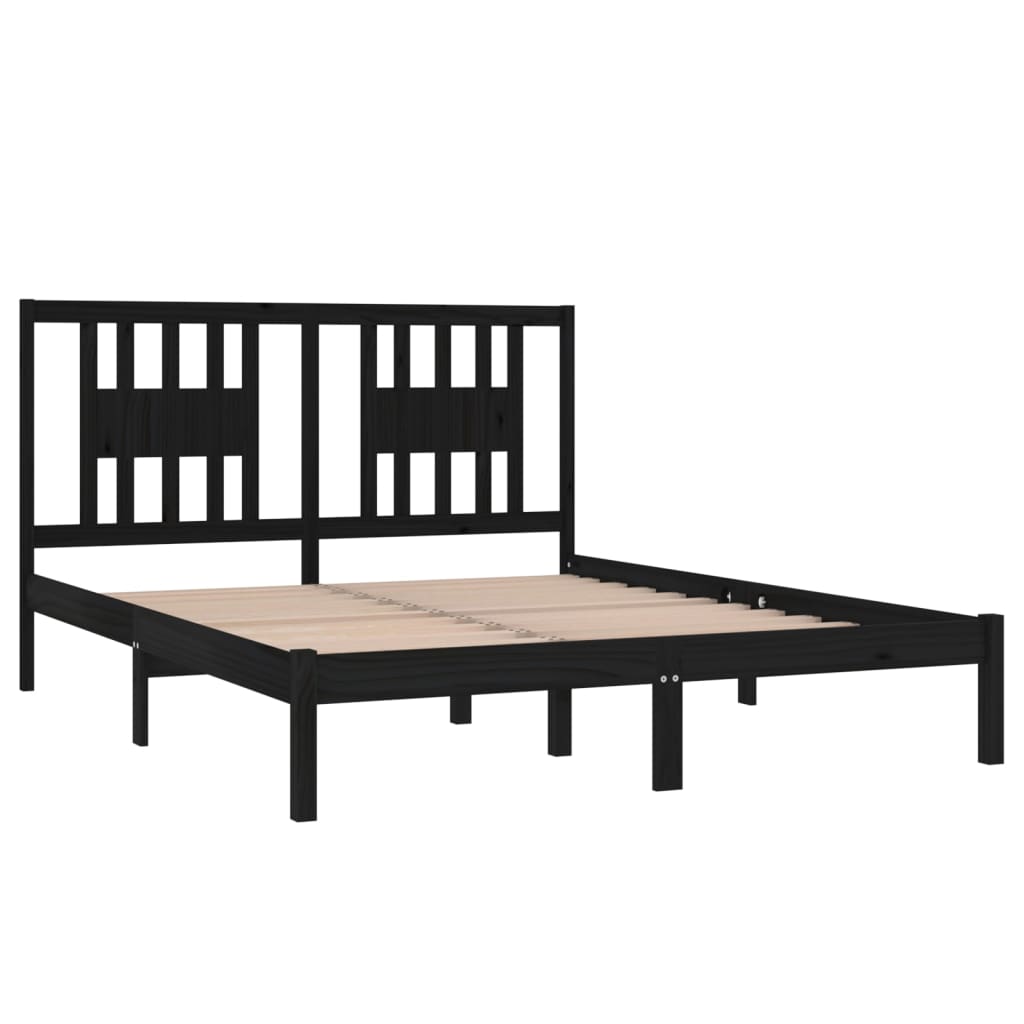 Estrutura de cama king 150x200 cm madeira maciça preto