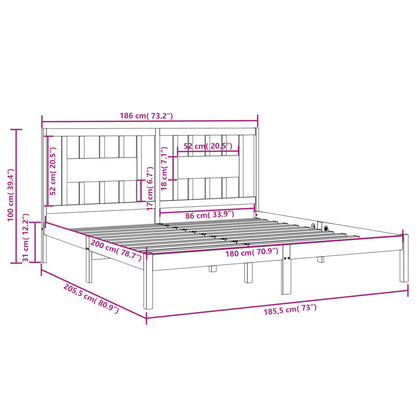 Estrutura de cama super king 180x200 cm madeira maciça branco