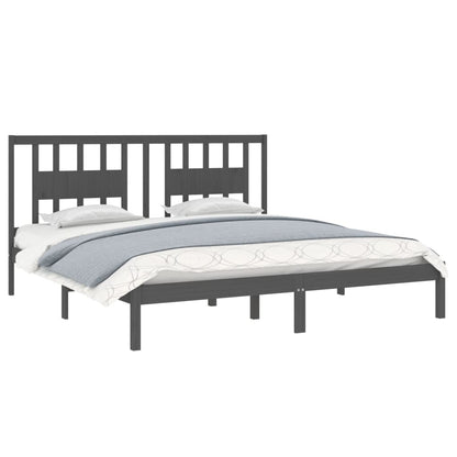 Estrutura de cama super king 180x200 cm madeira maciça cinzento