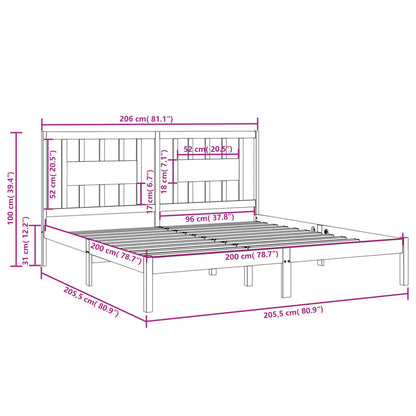 Estrutura de cama 200x200 cm pinho maciço branco