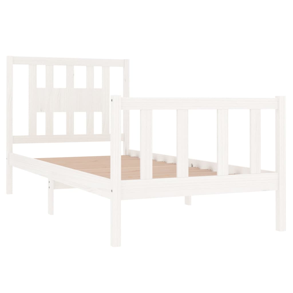 Estrutura cama de solteiro 90x190 cm madeira maciça branco